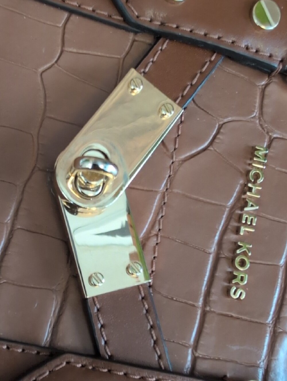 MK Michael Kors Leather Nouveau Hamilton Crocodile Handbag M404 - Picture 11 of 12